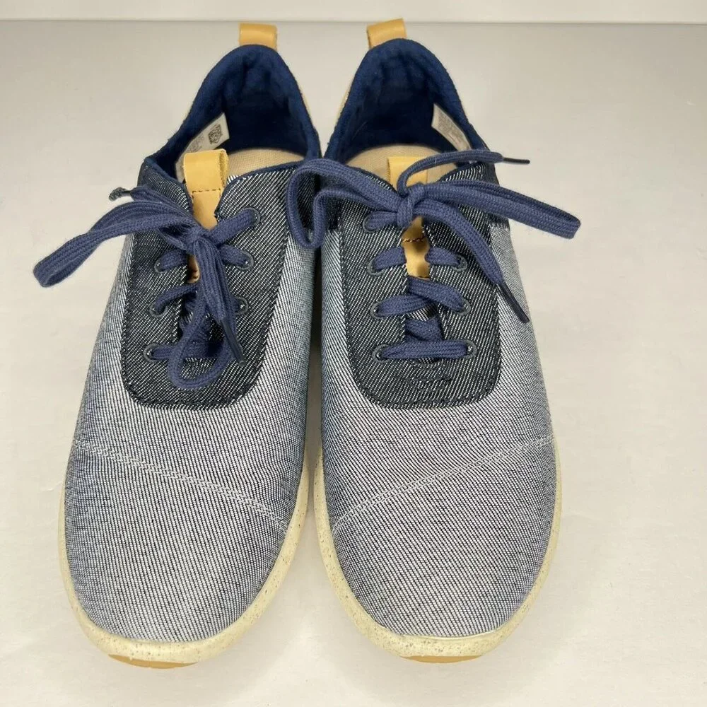 TOMS Cabrillo Women’s Size 8.5 Comfortable Blue on Blue Casual Lace-Up Shoes